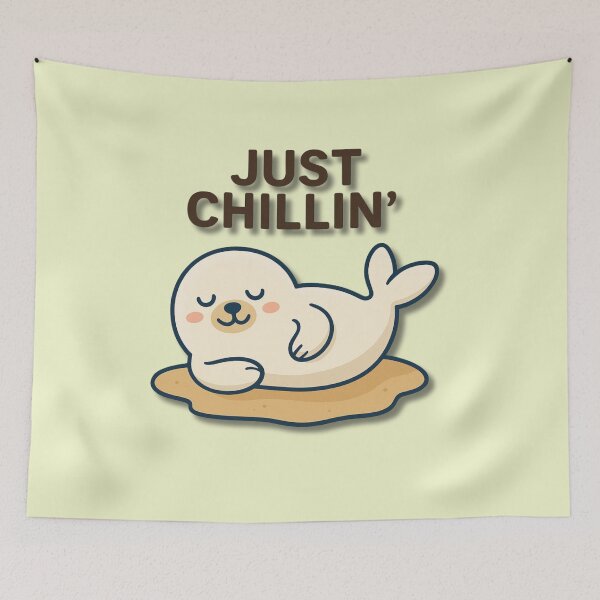 Item preview, Cute Seal Just Chillin’ – Relaxing Cartoon Seal Illustration designed and sold by konthai.familyart.