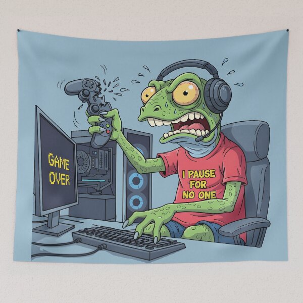 Item preview, funny lizard meme Gamer Lizard Rage designed and sold by Uglyandcute.