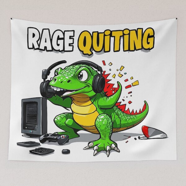 Item preview, funny lizard meme Gamer Lizard Rage designed and sold by Uglyandcute.