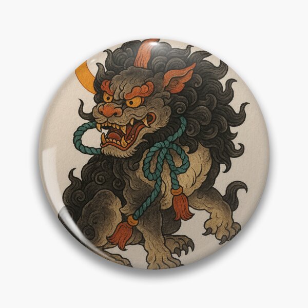Item preview, Fu Dog Guardian with Crescent Moon – Irezumi Style designed and sold by SankuroCorp.