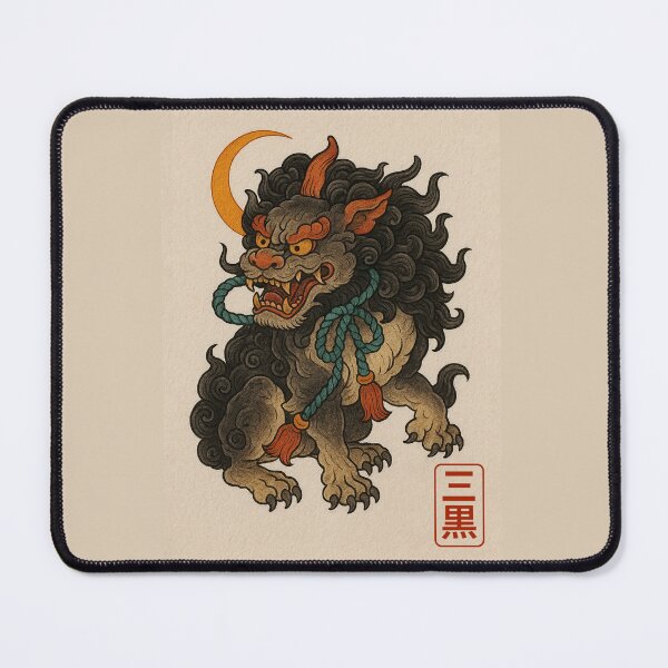 Item preview, Fu Dog Guardian with Crescent Moon – Irezumi Style designed and sold by SankuroCorp.