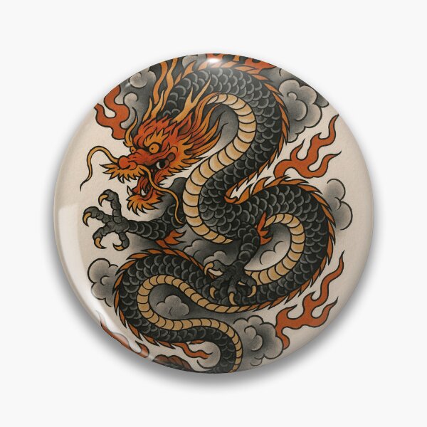 Item preview, Japanese Dragon with Clouds and Flames – Irezumi Tattoo Style designed and sold by SankuroCorp.