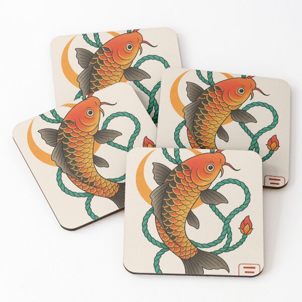 Item preview, Pez koi con flores de loto – Tatuaje estilo japonés designed and sold by SankuroCorp.