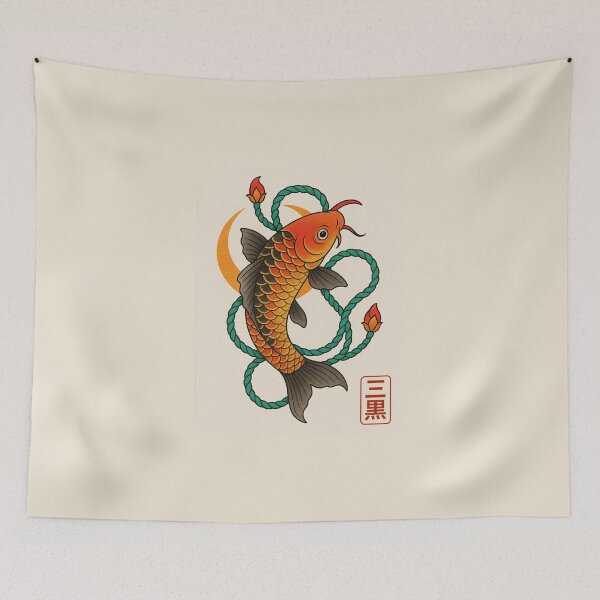 Item preview, Koi Fish with Lotus Flowers – Japanese Tattoo Style designed and sold by SankuroCorp.