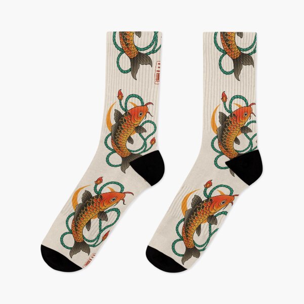 Item preview, Koi Fish with Lotus Flowers – Japanese Tattoo Style designed and sold by SankuroCorp.