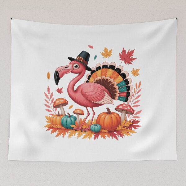 Item preview, Flamingo Turkey Cute Flamingo Turkey Fall Leaf Thanksgiving designed and sold by brynatshop.