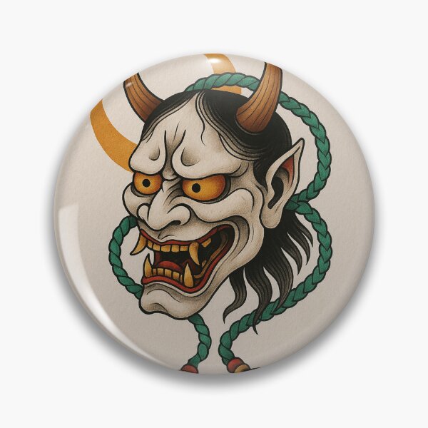 Item preview, Hannya Mask with Crescent Moon – Japanese Tattoo Art designed and sold by SankuroCorp.