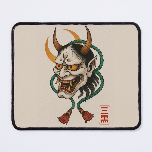 Item preview, Hannya Mask with Crescent Moon – Japanese Tattoo Art designed and sold by SankuroCorp.