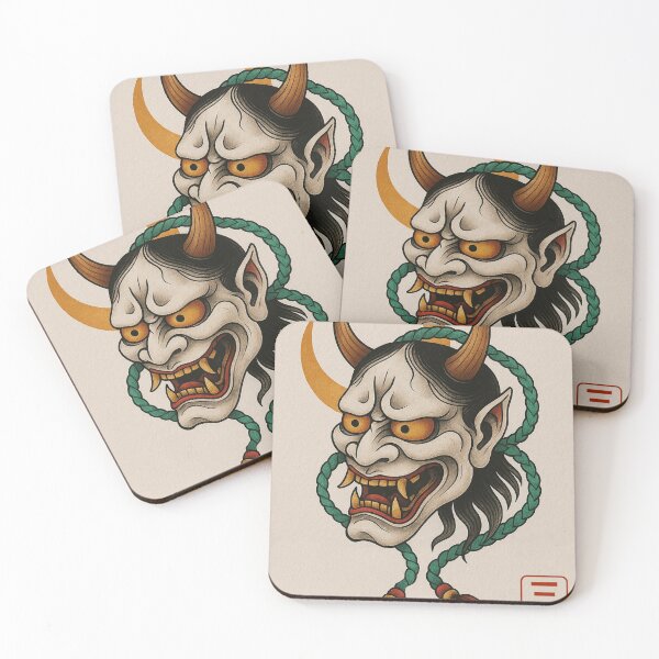 Item preview, Hannya Mask with Crescent Moon – Japanese Tattoo Art designed and sold by SankuroCorp.