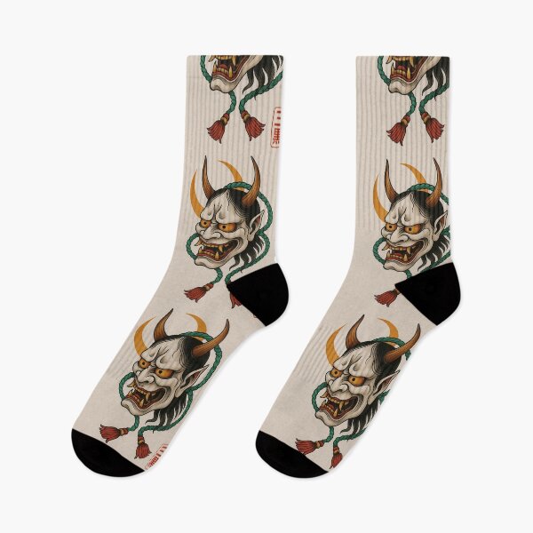 Item preview, Hannya Mask with Crescent Moon – Japanese Tattoo Art designed and sold by SankuroCorp.