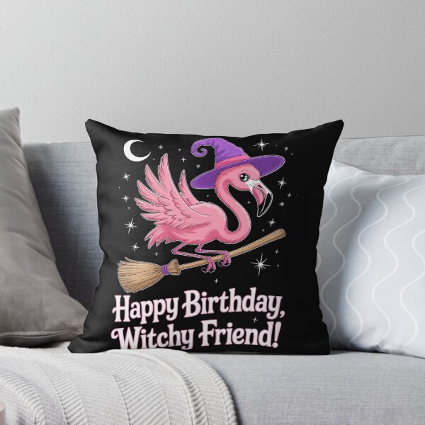 Item preview, Happy Birthday Witchy Friend Halloween Flamingo Witch Hats Scary designed and sold by brynatshop.