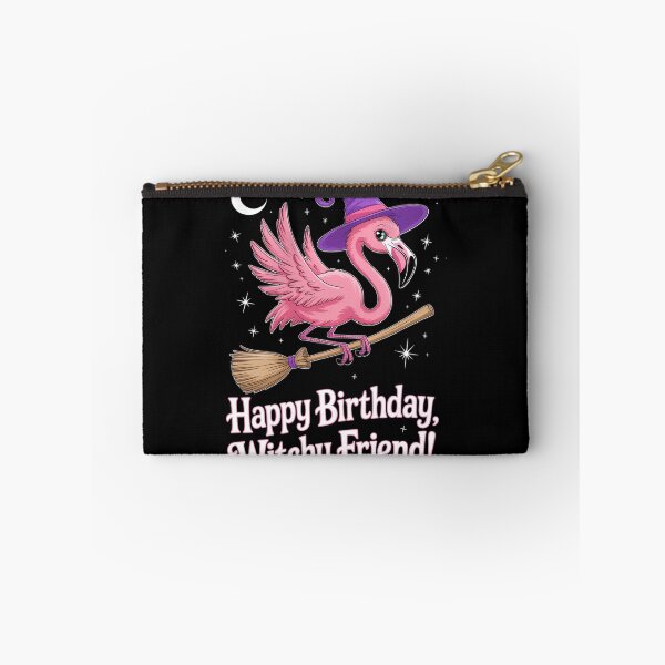 Item preview, Happy Birthday Witchy Friend Halloween Flamingo Witch Hats Scary designed and sold by brynatshop.