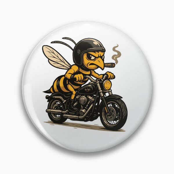 Item preview, Cool Biker Bee on Motorcycle – Funny Harley Style Bee with Cigar designed and sold by metalcharisma.