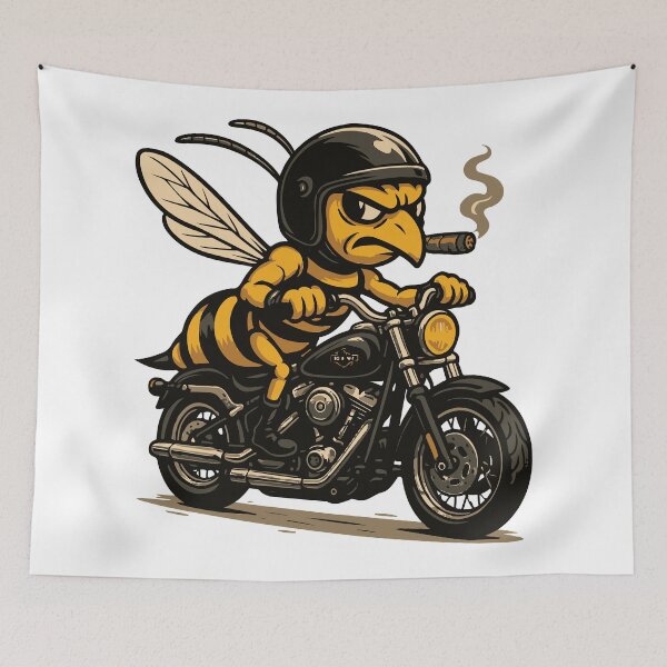 Item preview, Cool Biker Bee on Motorcycle – Funny Harley Style Bee with Cigar designed and sold by metalcharisma.