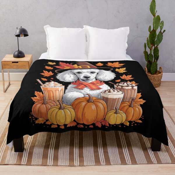 Item preview, Poodle Thanksgiving Drinks Coffee Fall Leaves Pumpkins designed and sold by brynatshop.