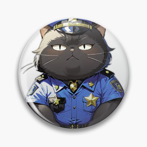 Item preview, A chubby, round black cat in a police uniform. designed and sold by MissYouONLY.