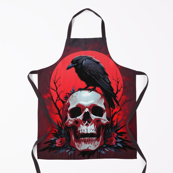 Item preview, Skull with raven and gothic red roses designed and sold by Ledsor.