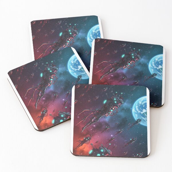 Item preview, Alien Robot Fleet Invading Earth – Futuristic Sci-Fi Space Illustration designed and sold by Greemo03.