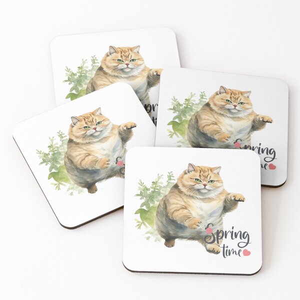 Item preview, Springtime Fat Cat, Adorable Chubby Cat Design designed and sold by Theerapong Masanong.
