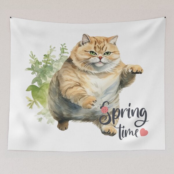 Item preview, Springtime Fat Cat, Adorable Chubby Cat Design designed and sold by Theerapong Masanong.