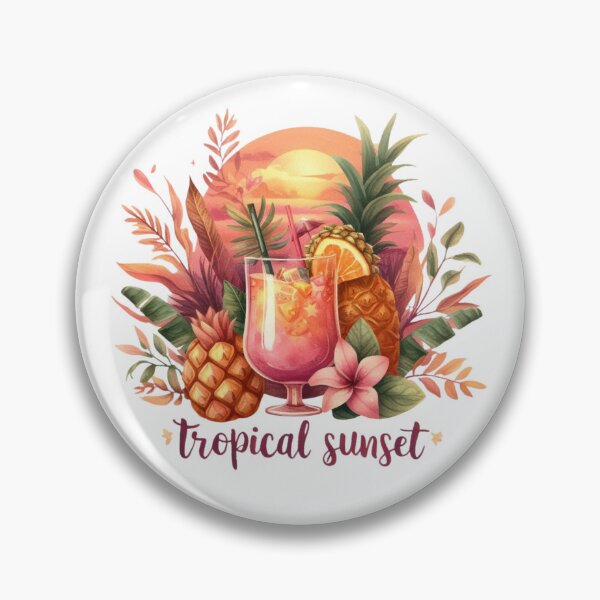 Item preview, Tropical Sunset Fruit Drink Illustration designed and sold by CalmMatterStudio.