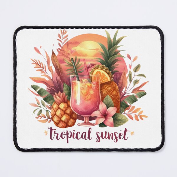 Item preview, Tropical Sunset Fruit Drink Illustration designed and sold by CalmMatterStudio.