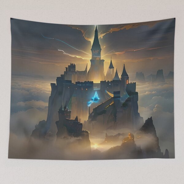 Item preview, Dark Fantasy Castle in the Clouds | Magical Fortress Digital Artwork designed and sold by ArtscapeProductions.