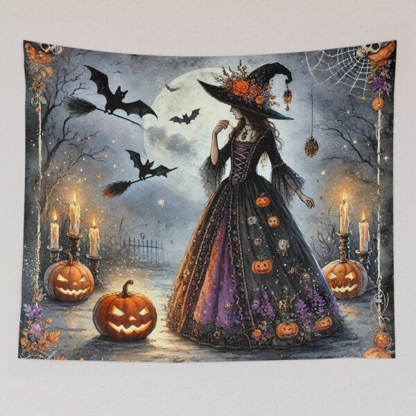 Item preview, The Pumpkin Enchantress of the Moonlit Gate designed and sold by Dream Bloom Gallery.