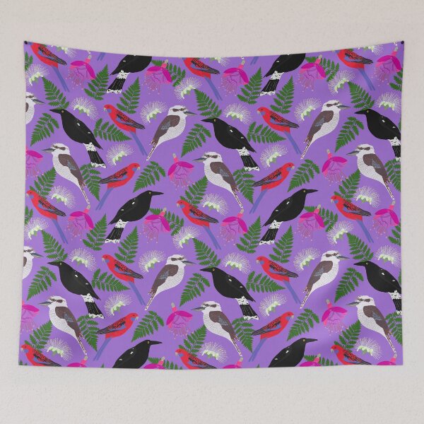 Item preview, From your window Australian Birds Flowers Purple designed and sold by Lozzie Eliza Designs.