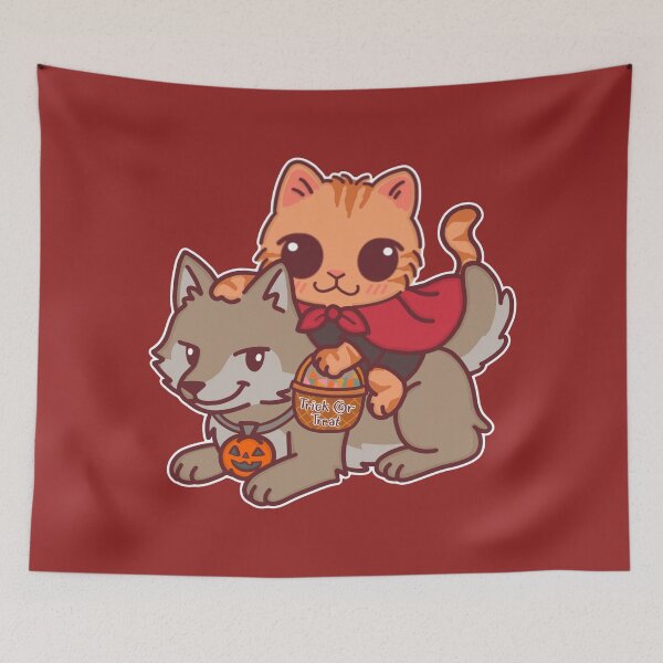Item preview, Little Red Riding Cat and Wolf – Cute Halloween Trick or Treat designed and sold by BGMeYou.
