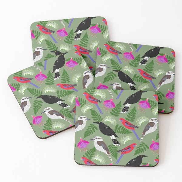 Item preview, From your window Australian Birds Flowers Green designed and sold by Lozzie Eliza Designs.
