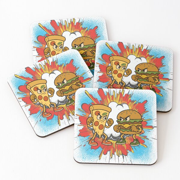Item preview, Funny Pizza vs Burger Cartoon Fight | Food Battle designed and sold by metalcharisma.