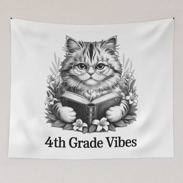Item preview, fourth Grade Vibes - 4th Grade Cat Reading 1st Day Of School designed and sold by Sunset4Bones.
