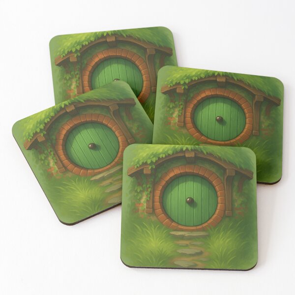 Item preview, Cozy Fantasy Hobbit House Door – Enchanted Green Cottage Illustration designed and sold by Greemo03.