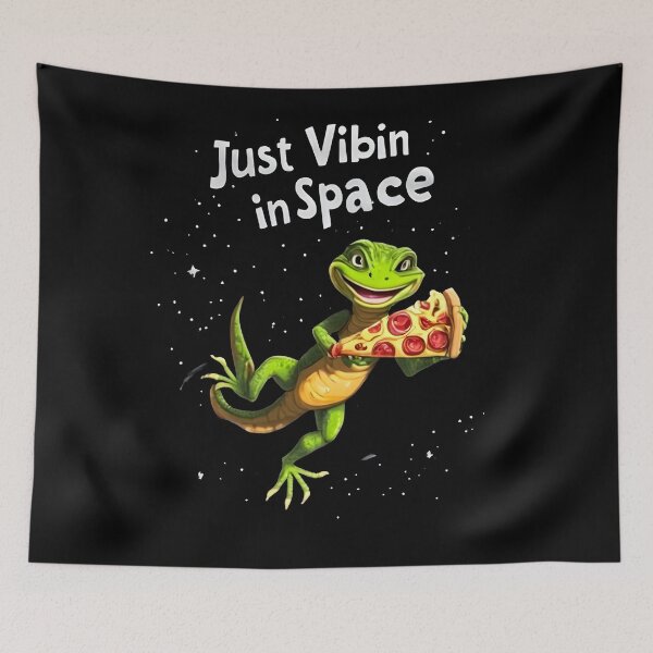 Item preview, funny lizard meme Just Vibin in Space designed and sold by Uglyandcute.