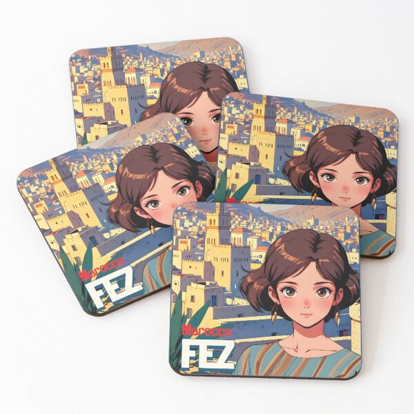 Item preview, Romantic Anime Girl in Fez Morocco Shoujo Manga Style Love Phrase designed and sold by Kawaii-Sky.