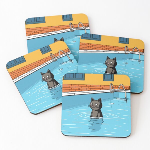 Item preview, Mysterious Black Cat in Water, Mysterious Black Cat in swimming pool. designed and sold by Theerapong Masanong.