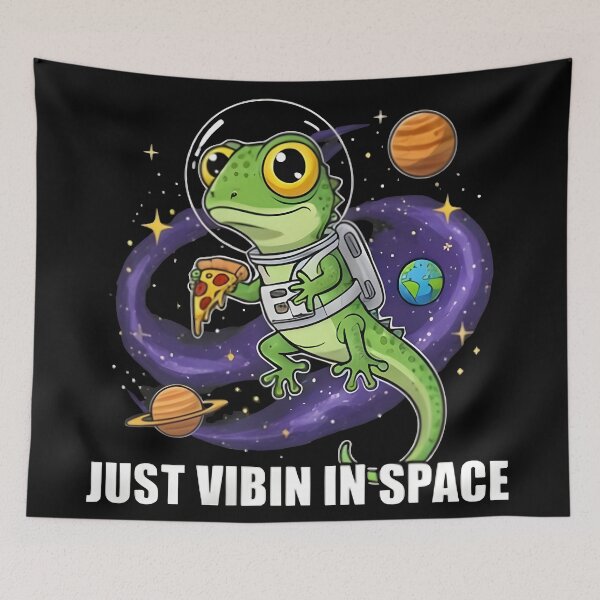 Item preview, funny lizard meme Just Vibin in Space designed and sold by Uglyandcute.