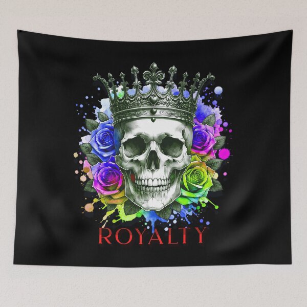 Item preview, Crowned Skull with Colorful Roses Art designed and sold by OLOstudio.