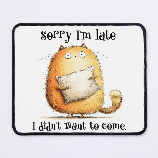 Item preview, Sorry I'm late. I didn't want to come. fat orange cat designed and sold by MagicalAnimalsArt.