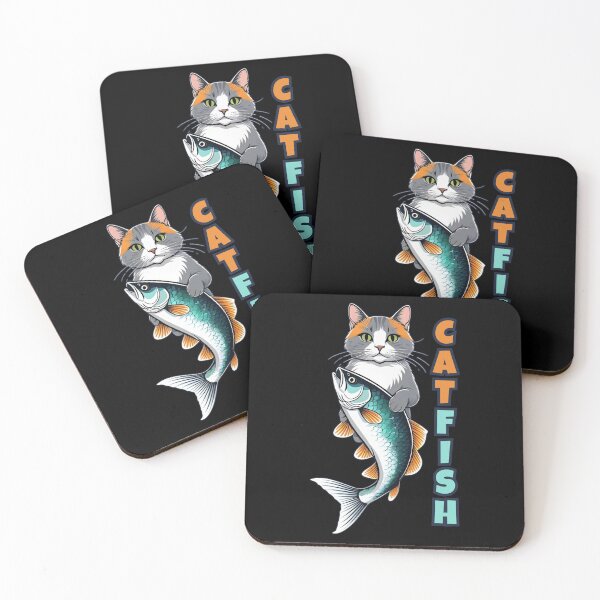 Item preview, Playful Cat Holding Big Fish Illustration designed and sold by Clawvera.