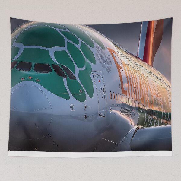 Artikelvorschau, Die Flugzeugkurven des Emirates A380-Flugzeugs sehen entworfen und verkauft von Skyframe Aviation.