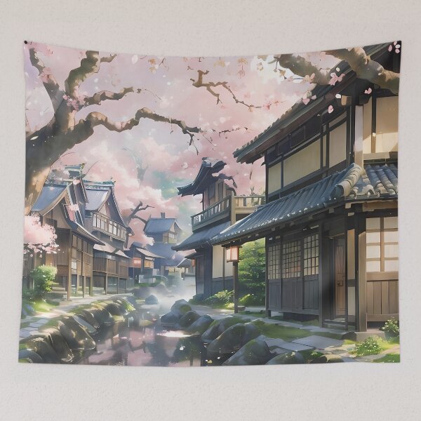 Item preview, Springtime Serenity in a Japanese Village designed and sold by ArtscapeProductions.