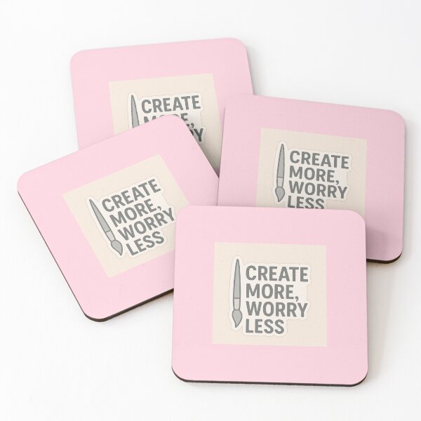 Item preview, “Create More Worry Less Sticker – Minimalist Motivational Art Quote for Artists & Creatives” designed and sold by Striklet.