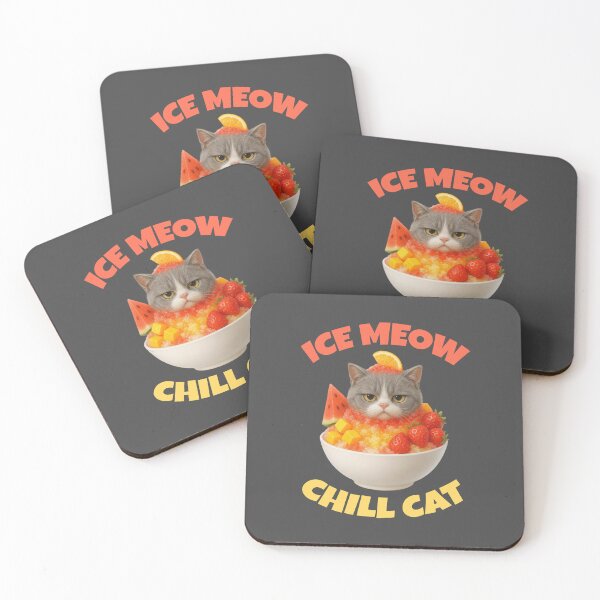 Item preview, Ice Meow Chill Cat – Grumpy Summer Dessert Vibes designed and sold by iamwonderkitty.