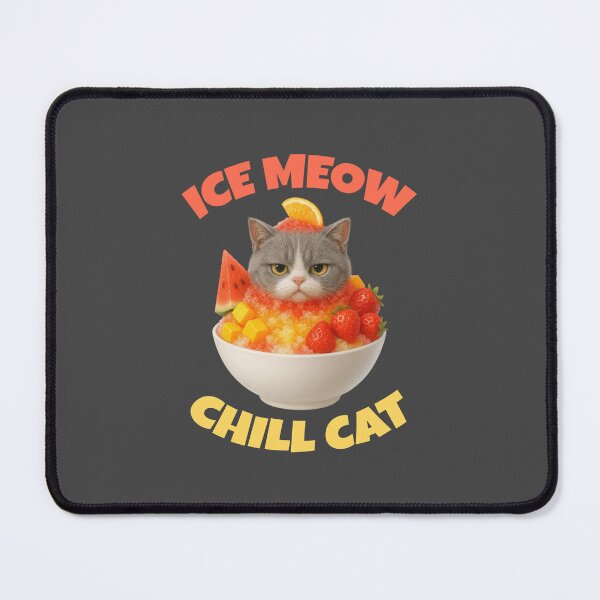 Item preview, Ice Meow Chill Cat – Grumpy Summer Dessert Vibes designed and sold by iamwonderkitty.