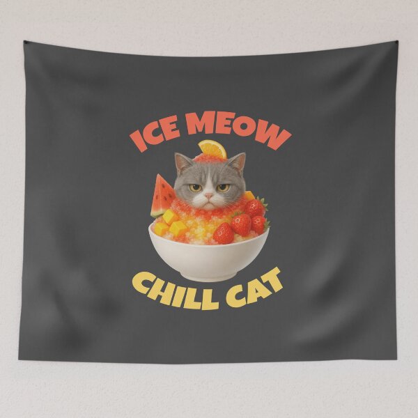 Item preview, Ice Meow Chill Cat – Grumpy Summer Dessert Vibes designed and sold by iamwonderkitty.