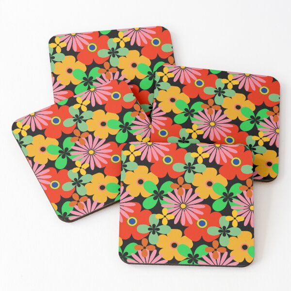 Item preview, 1960's Retro Red, Yellow, Pink, And Green Flower Pattern designed and sold by DEC02.