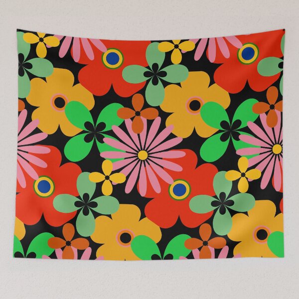 Item preview, 1960's Retro Red, Yellow, Pink, And Green Flower Pattern designed and sold by DEC02.