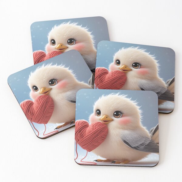 Item preview, Cute Shima Enaga Holding a Heart – Kawaii Winter Bird designed and sold by LEO'S CREATURE　れおずくりーちゃー.